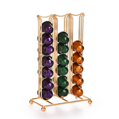 Nespresso Coffee Capsule Rack Holder Carousel - Holds 42 Capsules OriginalLine. Elegant and Modern Chrome Finish