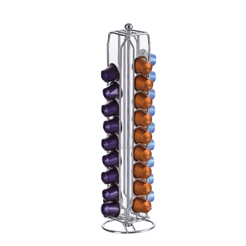 Nespresso Coffee Capsule Rack Holder Carousel - Holds 40 Capsules OriginalLine. Elegant and Modern Chrome Finish