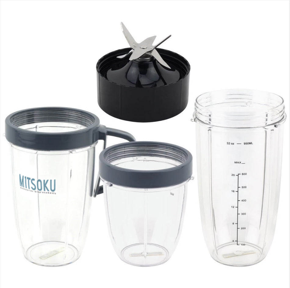 Nutribullet Replacement Parts 18 oz 24 oz 32 oz Cups and Extractor Blade Deluxe Upgrade Kit for Nutribullet Lean NB-203 1200W Blender