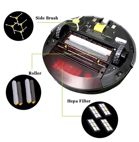 Accessories Kit with 4pcs Hepa Filter, 4pcs Brush, 2 Sets Tangle-Free Debris Extractor for iRobot Roomba 960 980 900 890 880 860 850 861 (800&900 Series)