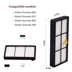 Replacement Parts for iRobot Roomba 980 960 880 860 805, Including Tangle-Free Debris Extractor Set 1,1pc HEPA Filter and 1pc Side Brushes