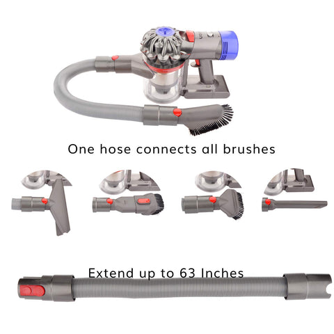 Fullclean Attachment Hose Kit Compatible with Dyson V8 V7 V10 V11 Absolute Cordless,V7 Animal Trigger Motorhead Car+Boat,V10 Animal Motorhead Brush Accessories(Directly Connect,No Adapter Needed)