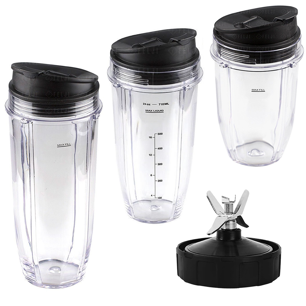 Replacement 24oz For Ninja Blender Cup, 24oz Cups With 7 Fins Replacement  Blade Parts For Ninja Aut