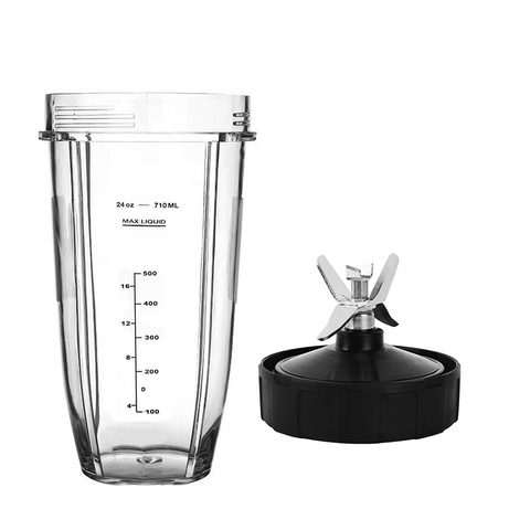 NUTRI NINJA 24 OZ CUP WITH SIP AND SEAL LID AND EXTRACTOR BLADE REPLACEMENT COMBO FITS Nutri Ninja Blender Auto iQ BL450-70 BL451-70 BL454-70 BL455-70 BL482-70