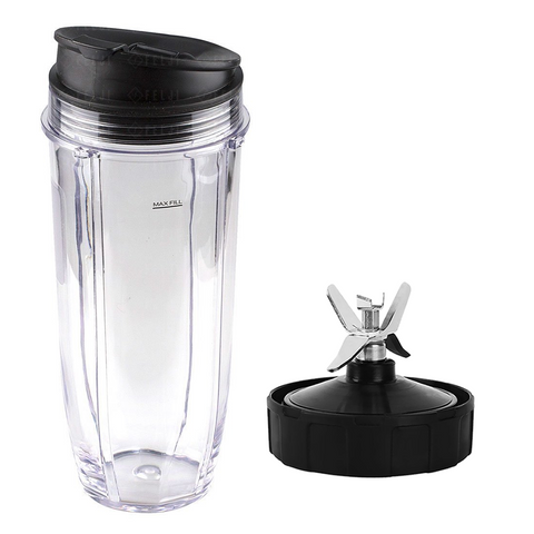 NUTRI NINJA JUMBO MULTI-SERVE 32 OZ CUP WITH SIP AND SEAL LID AND EXTRACTOR BLADE REPLACEMENT COMBO FITS Nutri Ninja Blender Auto iQ BL450-70 BL451-70 BL454-70 BL455-70 BL482-70
