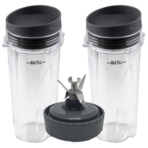 2 nutri ninja 16oz cups with lids and 1 extractor blade model 303kku 305kku 307kku for bl660 bl663 bl663co bl665q bl740 bl780 bl810 bl820 bl830