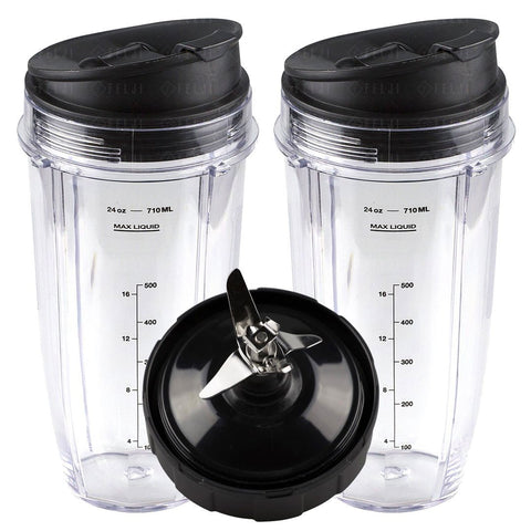 2 nutri ninja 24 oz cups with sip seal lids and 1 extractor blade replacement combo 483kku486 408kku641 409kku641