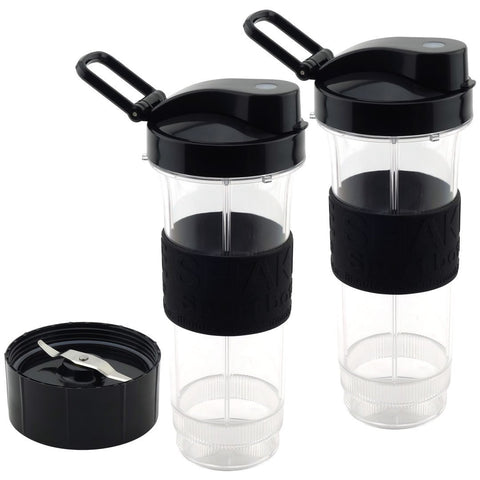 2 pack 20 oz cups with to go lids and flat blade replacement set for magic bullet blenders mb1001