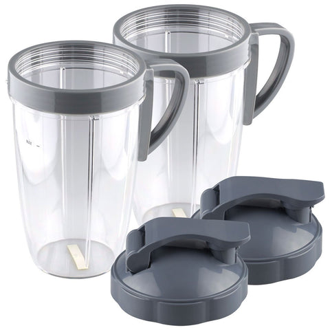 2 pack nutribullet 24 oz tall cup with handled lip ring and flip to go lids