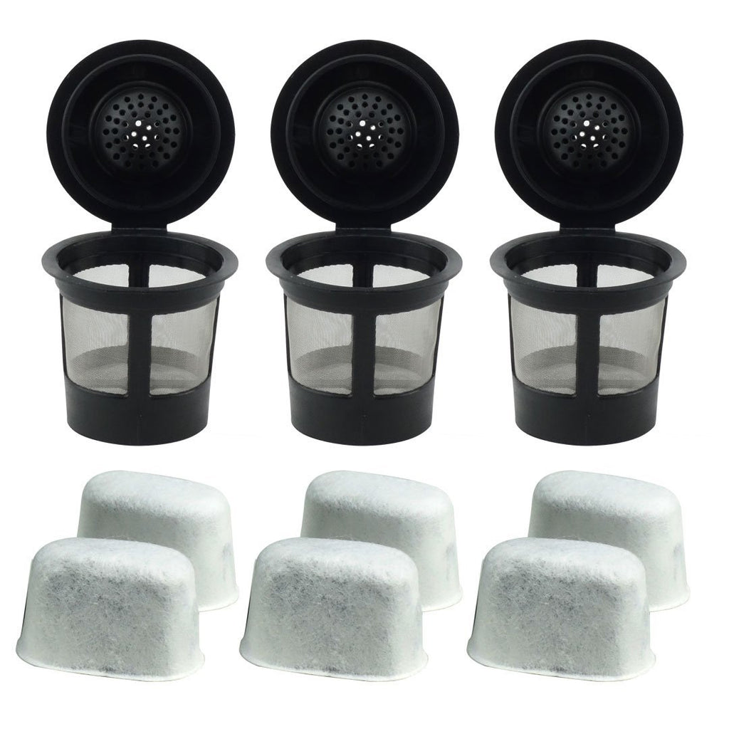 3 Keurig Reusable Single K-Cup Solo Coffee Filter Pods and 6 Charcoal ...