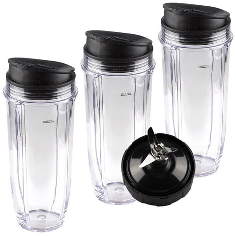 3 nutri ninja jumbo multi serve 32 oz cups with sip seal lids and 1 extractor blade replacement combo 407kku641 408kku641 409kku641