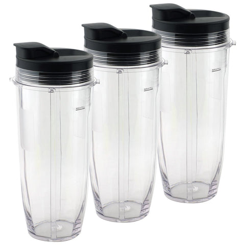 3 pack 32 oz cups with spout lids replacement for nutri ninja blendmax duo with auto iq boost parts 407kku641 528kkun10