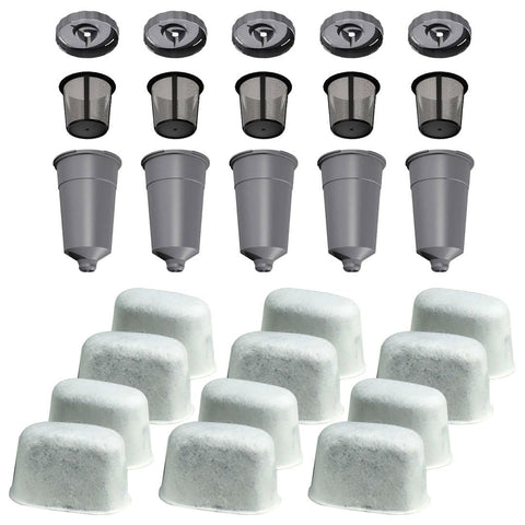 5 k cup coffee filter set 12 water filter cartridges for keurig