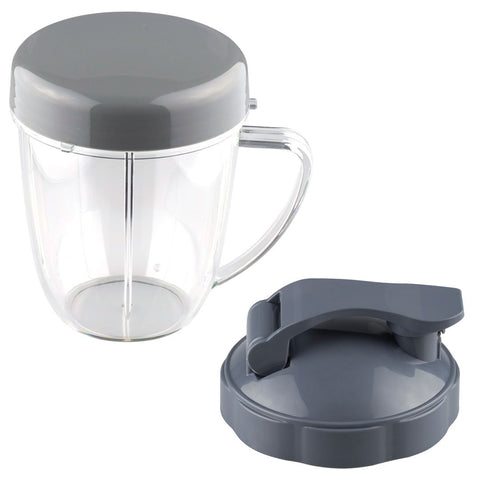 nutribullet 18 oz handled short cup with re sealable lid and flip to go lid