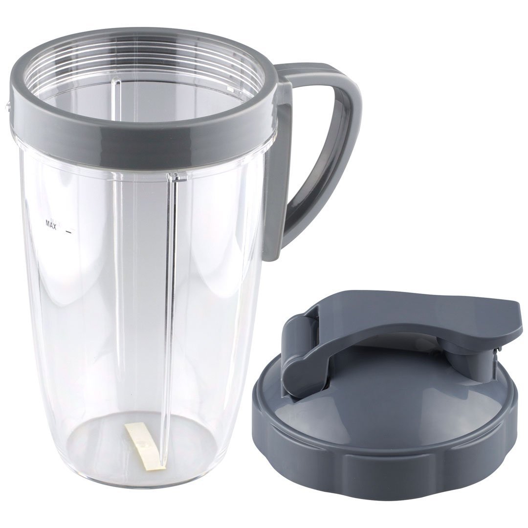 Replacement 24 Oz Cup with Flip Top To Go Lid & Extractor Blade Compatible  With Nutri Bullet 600W 900W Blender (2 Cups With Lid + Blade)