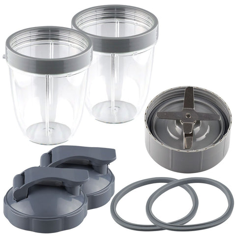 nutribullet extractor blade 2 18 oz short cups with lip ring flip to go lids and 2 gaskets