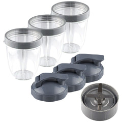 nutribullet extractor blade 3 18 oz short cups with lip ring and flip to go lids