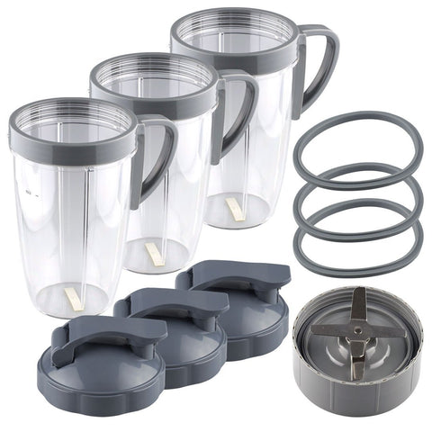 nutribullet extractor blade 3 24 oz tall cup with handled lip ring flip to go lids and 3 gaskets