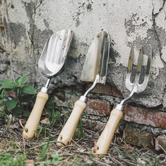 large garden tool set Mitsoku 3 Piece Garden Tool Set Extra Large Stainless Steel with Timbe